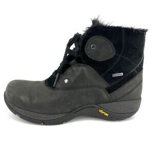 Dansko Women's 5.5 EU36‎ Black Leather Suede Candice Ankle Boots Lace Faux Fur